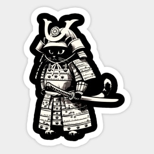 Kawaii Cat Anime Japanese Retro Samurai Novelty Funny Cat Sticker